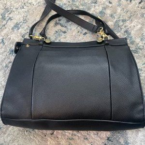 Black cross over purse with gold detail